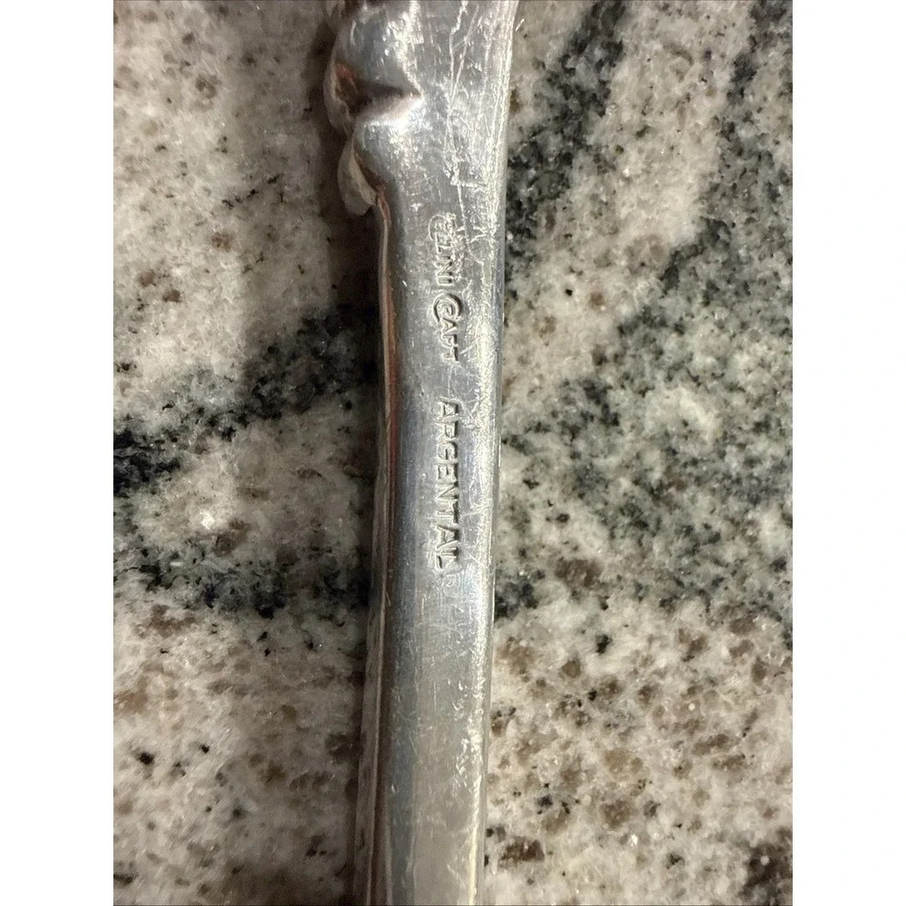 VINTAGE Cellini Craft Argental HAMMERED ALUMINUM SERVING SPOON 14.5